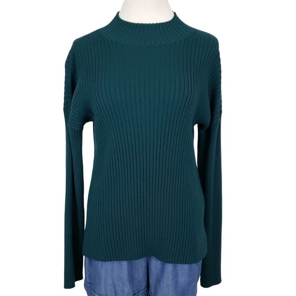 Banana Republic Women's Large Mock Neck Long Sleeve Sweater Green - Picture 1 of 9